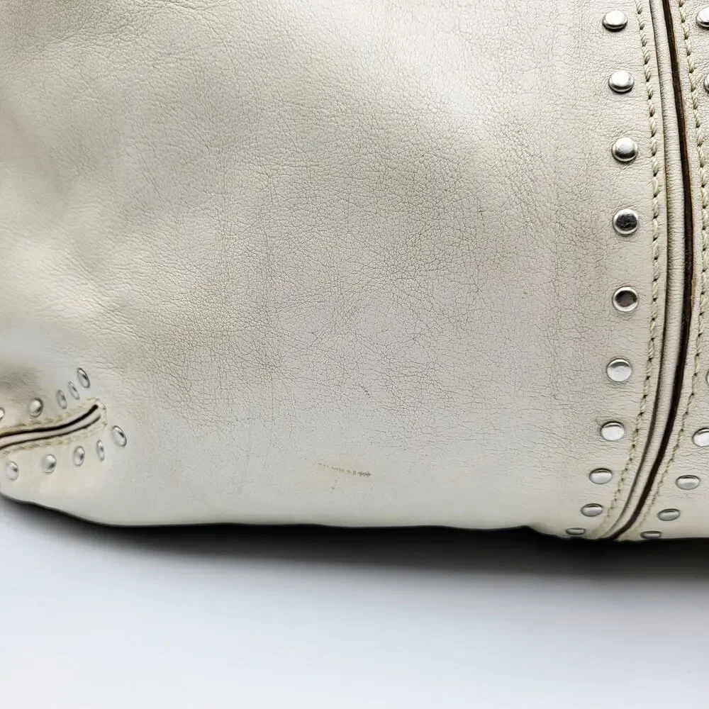 Y2K Michael by Michael Kors Cream Leather Studded Slouch Hobo Shoulder Bag